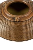 Peter Jaff; Brown vessel with three lugs and ring decoration