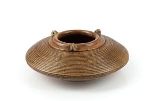 Peter Jaff; Brown vessel with three lugs and ring decoration