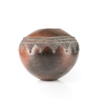 Zanele Nala; Ukhamba with rope, applied decoration and incised triangular motif