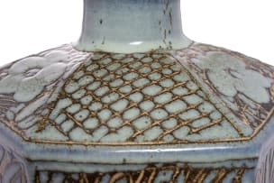 Anton Bosch; Faceted floor vase with guinea fowl