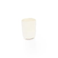 Various Artists; Wooden cabinet with glass shelves and fluorescent lights with 24 ceramic art pieces