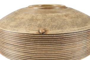 Peter Jaff; Wheat-coloured vessel with three spheres and ring decoration