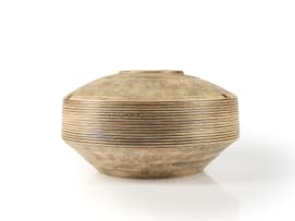 Peter Jaff; Wheat-coloured vessel with three spheres and ring decoration