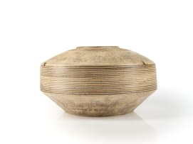 Peter Jaff; Wheat-coloured vessel with three spheres and ring decoration