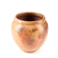 Cilla Williams and Annie Nicolson; Pit-fired vase with linear relief pattern and 'Babela Umlilo' (Like a grass fire), two