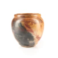 Cilla Williams and Annie Nicolson; Pit-fired vase with linear relief pattern and 'Babela Umlilo' (Like a grass fire), two