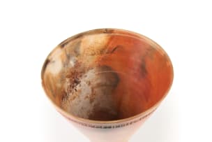 Cilla Williams and Annie Nicolson; Pit-fired vase with linear relief pattern and 'Babela Umlilo' (Like a grass fire), two