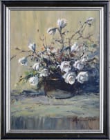 Christiaan Nice; White Flowers in a Copper Pot