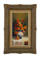 Mari Vermeulen-Breedt; Nasturtiums in a Blue and White Jug