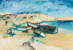Marjorie Wallace; Fishing Boats at Arniston (Waenhuiskrans)