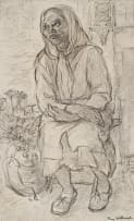 May Hillhouse; Seated Woman Wearing a Headscarf