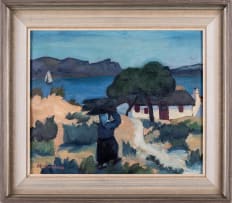 Maggie Laubser; Landscape with Figure