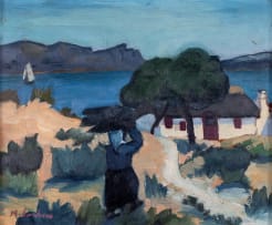 Maggie Laubser; Landscape with Figure