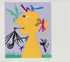Walter Battiss; Yellow Head with Birds; Battiss 75, two
