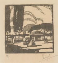 Clément Sénèque; Cape Dutch Buildings with Figures; Ship at the Docks, An Old Fashioned Garden; Rhodes Memorial, four