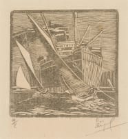 Clément Sénèque; Cape Dutch Buildings with Figures; Ship at the Docks, An Old Fashioned Garden; Rhodes Memorial, four