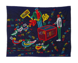 Given Makhubele; Vote ANC, beaded 'ncheka' cape