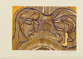 Cecil Skotnes; Two Heads in Profile, from Man's Gold portfolio