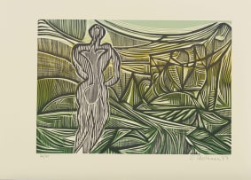 Cecil Skotnes; Figure in a Green Landscape, from Man's Gold portfolio