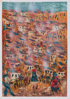 Solly (Solomon) Sekhaolelo; Township Scene with Figures