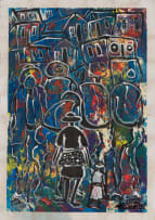Solly (Solomon) Sekhaolelo; Figures and Buildings in Blue