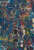 Solly (Solomon) Sekhaolelo; Figures and Buildings in Blue