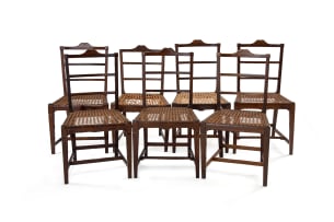 Harlequin set of seven Cape stinkwood Neo-classical side chairs, early 19th century