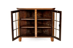 Cape stinkwood and yellowwood inlaid corner display cupboard, 19th century