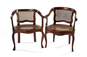 Two Cape stinkwood and caned tub chairs, 18th century
