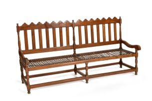 Cape teak Van der Stel two-part rusbank, 18th century