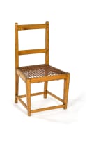 Assembled set of five Cape West Coast yellowwood and inlaid side chairs, 19th century