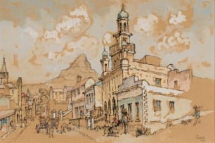 Gregoire Boonzaier; Mosque with Lion's Head in the Distance