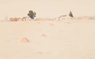 Jacob Hendrik Pierneef; Landscape with Houses in the Distance