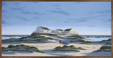 Paul Munro; Beach Landscape with Cottages