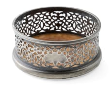 A pair of silver-plated wine coasters, 19th century