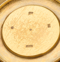 A Russian silver gilt enamel cup and saucer, maker's mark 'A.T', c.1850