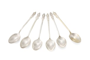 Six Apostle silver-plated teaspoons, late 19th/early 20th century