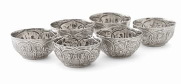 A set of six silver Dutch import .835 standard bowls, no maker's mark, c.1953-1986