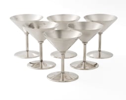 A set of six German silver-plated martini glasses, Württembergische Metallwarenfabrik, c.1950