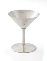 A set of six German silver-plated martini glasses, Württembergische Metallwarenfabrik, c.1950