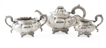 A William IV silver three-piece tea set, Samuel Hayne and Dudley Cater, London, 1836