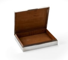 A George VI silver cigarette box, Harman Brothers, Birmingham, 1951