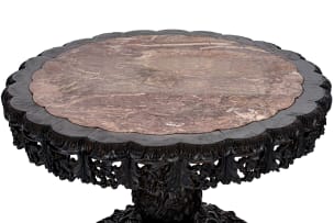 Chinese marble-inset hongmu export table, 19th century