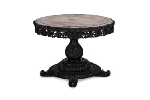 Chinese marble-inset hongmu export table, 19th century