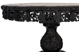 Chinese marble-inset hongmu export table, 19th century