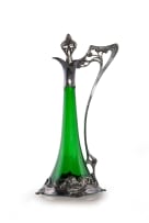 A German glass and pewter-mounted claret jug, Württembergische Metallwarenfabrik (WMF), c.1910