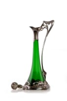 A German glass and pewter-mounted claret jug, Württembergische Metallwarenfabrik (WMF), c.1910
