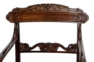 Four colonial style caned armchairs, 19th century
