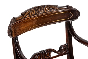 Four colonial style caned armchairs, 19th century