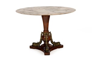 Italian Carrara marble-topped and gilt-metal dolphin centre table, 19th century